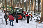 Umschneiden des neuen Maibaums und Arbeiten im Wald am 06.01.2016
