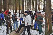Umschneiden des neuen Maibaums und Arbeiten im Wald am 06.01.2016